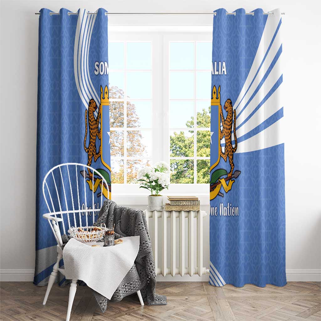 Somalia Window Curtain with Coat of Arms One Star One Nation Blue White Spirit