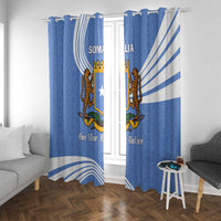 Somalia Window Curtain with Coat of Arms One Star One Nation Blue White Spirit