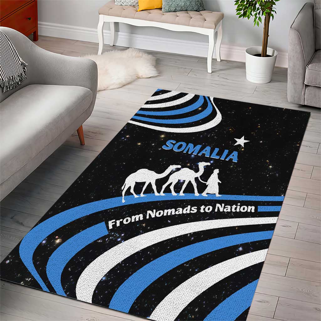 Somalia Area Rug with From Nomads to Nation Camel Galaxy Flag Spirit