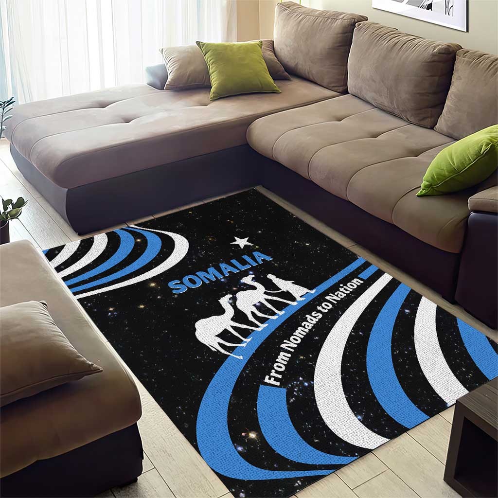 Somalia Area Rug with From Nomads to Nation Camel Galaxy Flag Spirit