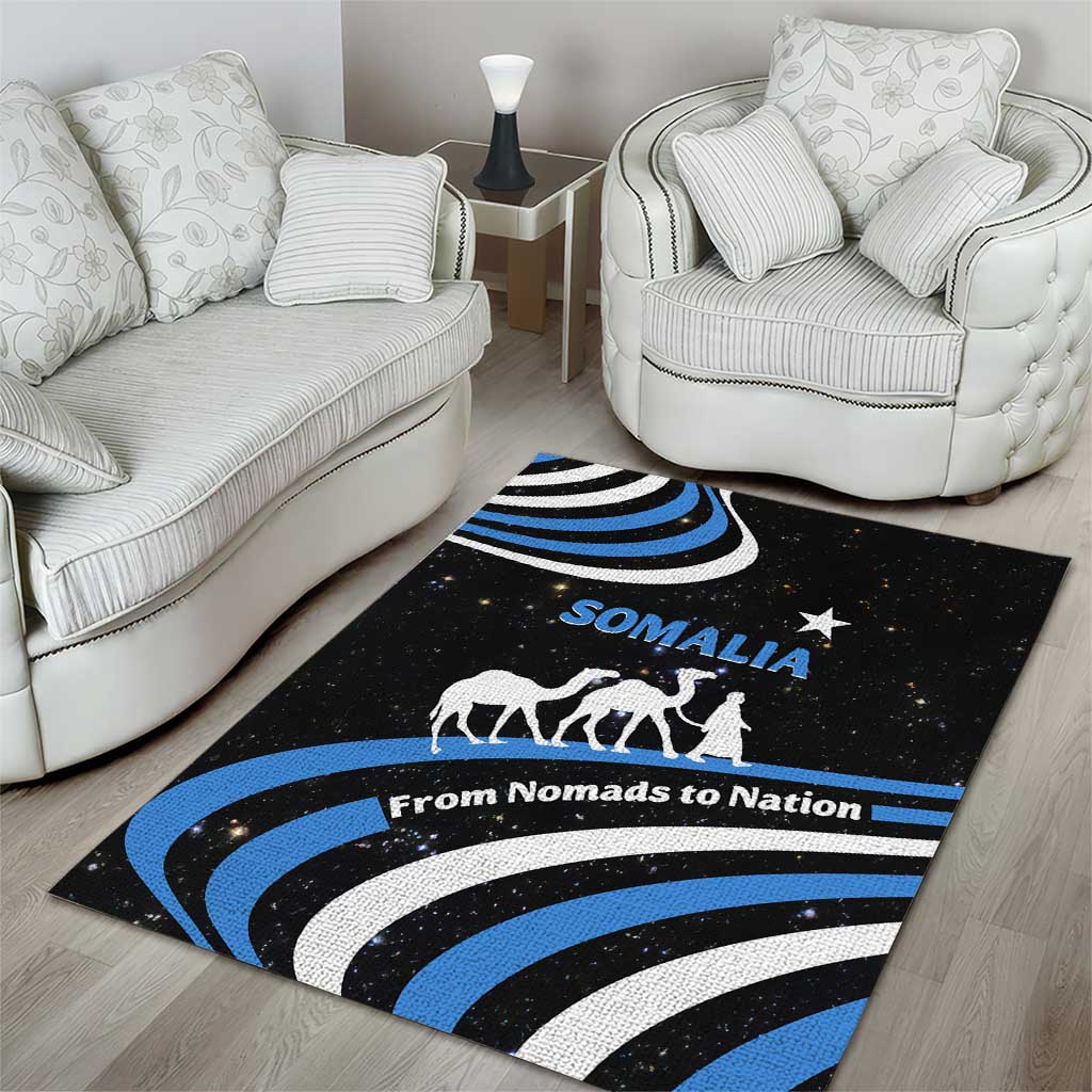 Somalia Area Rug with From Nomads to Nation Camel Galaxy Flag Spirit