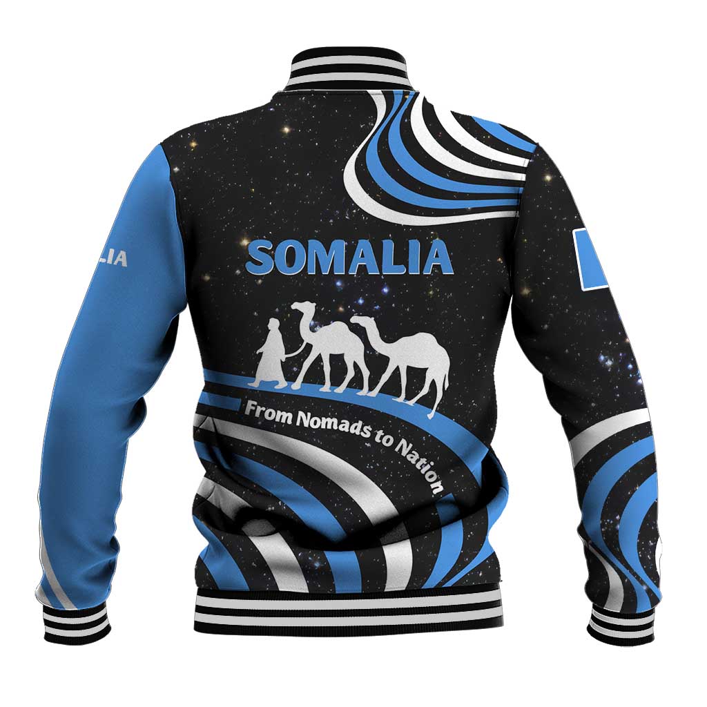 Somalia Baseball Jacket with From Nomads to Nation Camel Galaxy Flag Spirit