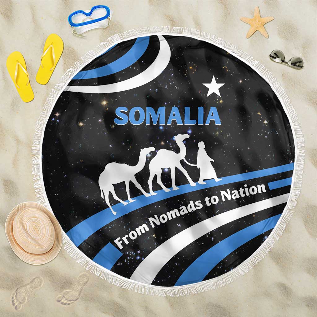 Somalia Beach Blanket with From Nomads to Nation Camel Galaxy Flag Spirit