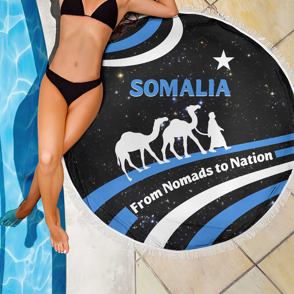 Somalia Beach Blanket with From Nomads to Nation Camel Galaxy Flag Spirit