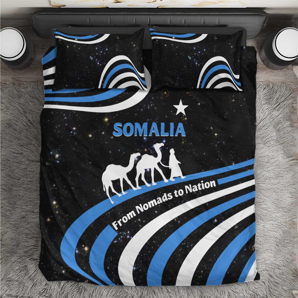 Somalia Bedding Set with From Nomads to Nation Camel Galaxy Flag Spirit