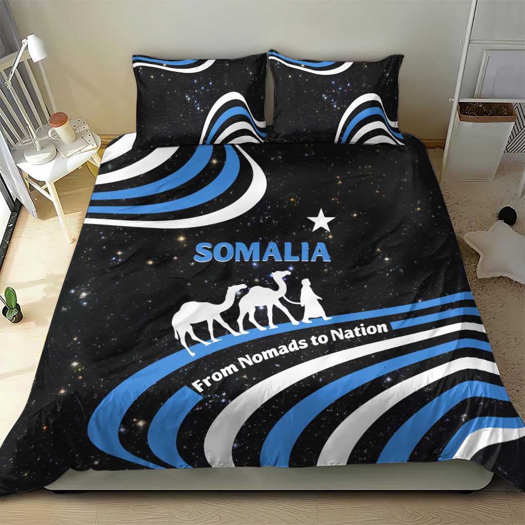 Somalia Bedding Set with From Nomads to Nation Camel Galaxy Flag Spirit