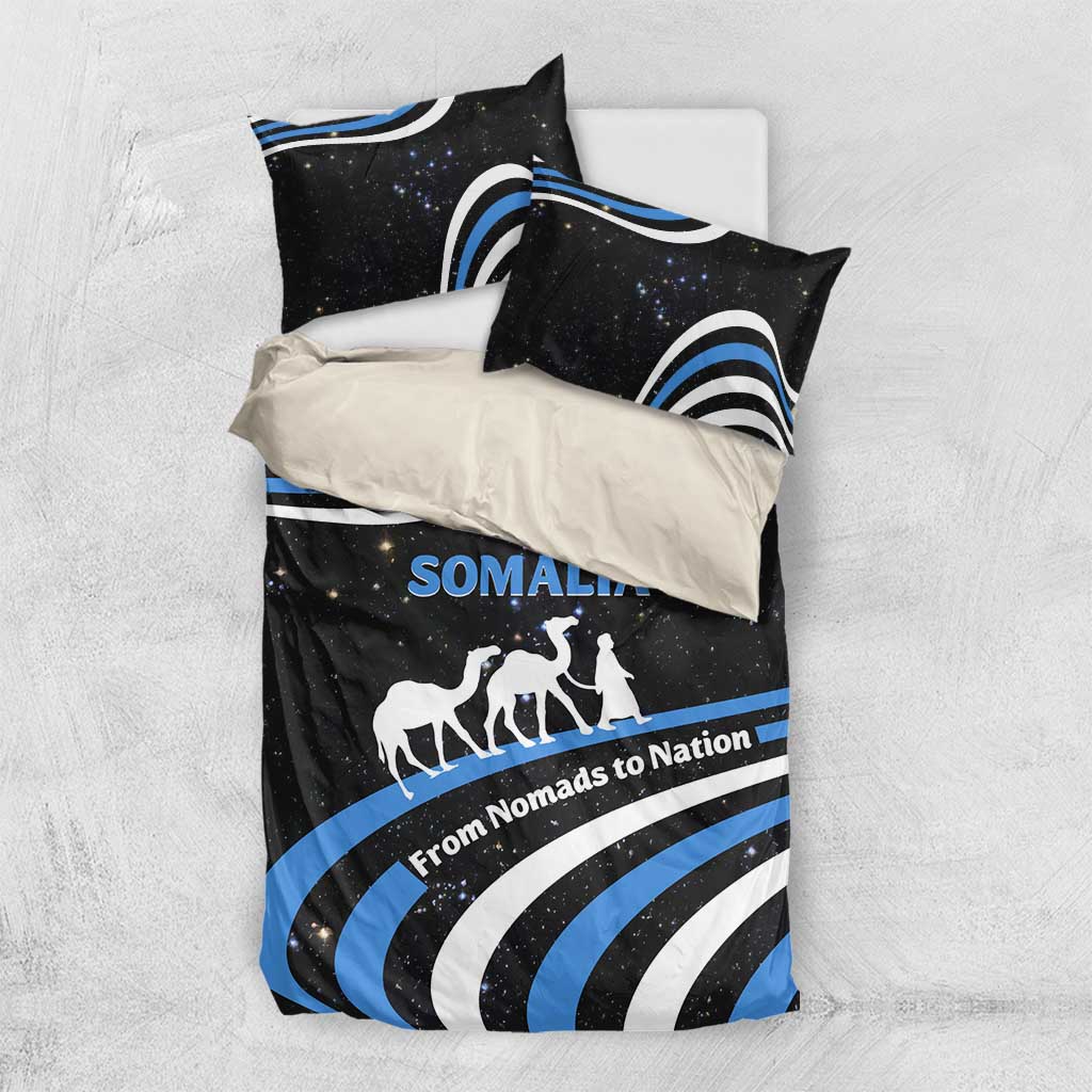 Somalia Bedding Set with From Nomads to Nation Camel Galaxy Flag Spirit