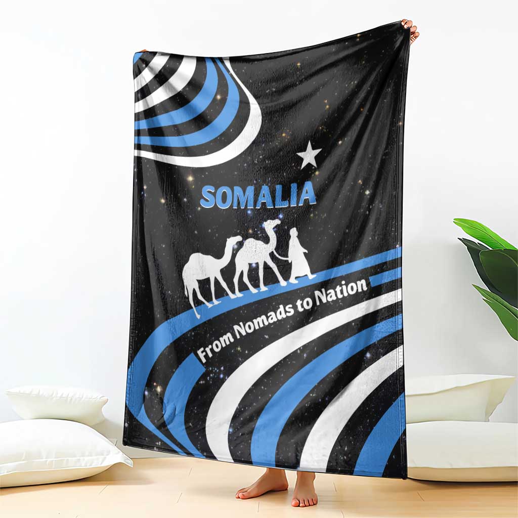 Somalia Blanket with From Nomads to Nation Camel Galaxy Flag Spirit