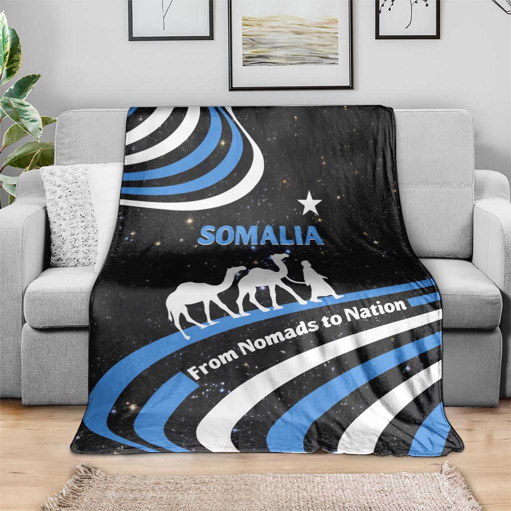 Somalia Blanket with From Nomads to Nation Camel Galaxy Flag Spirit
