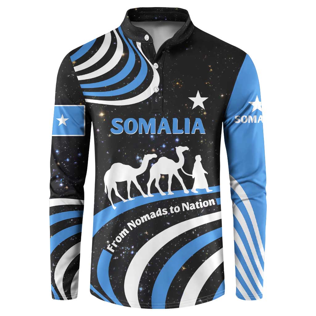 Somalia Button Sweatshirt with From Nomads to Nation Camel Galaxy Flag Spirit