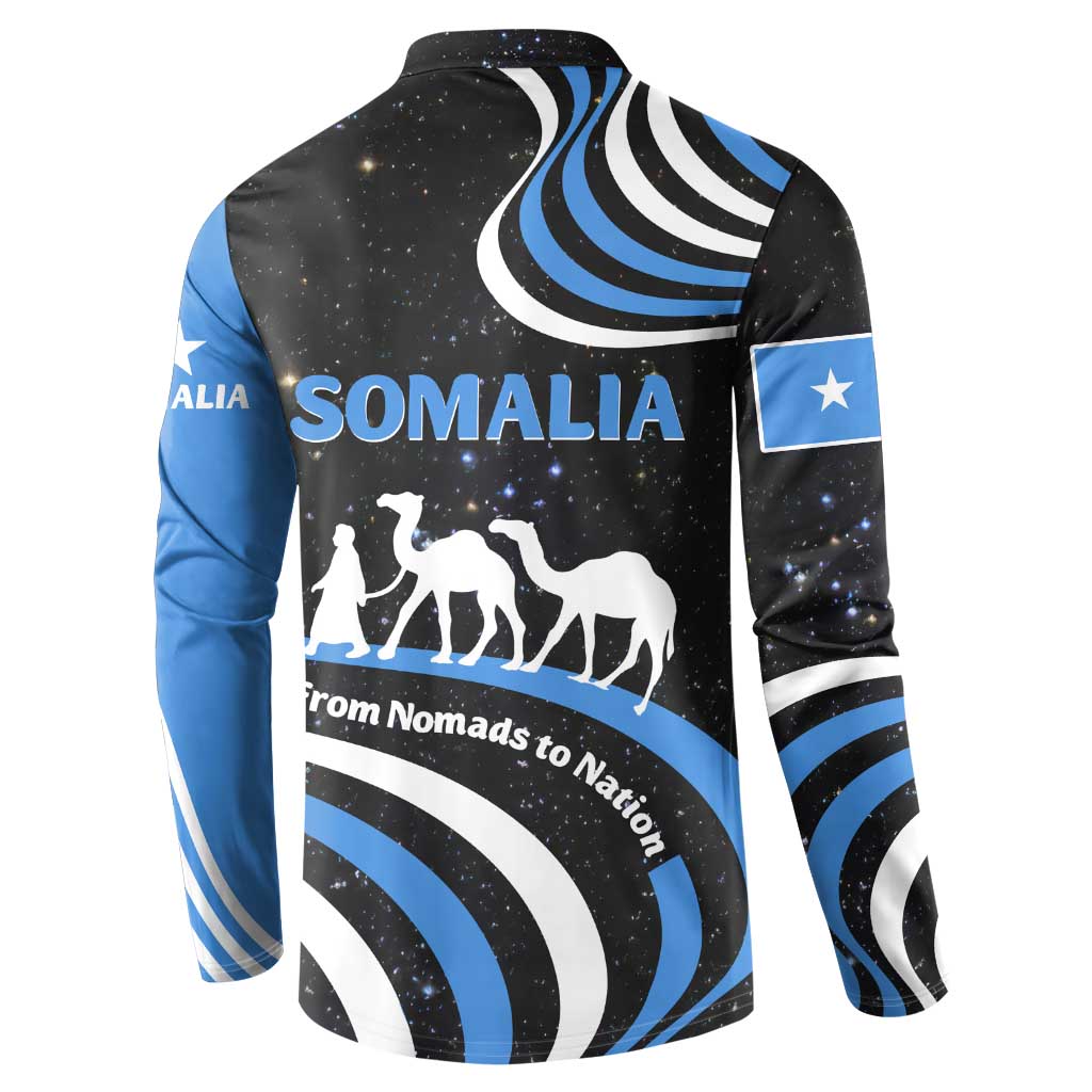 Somalia Button Sweatshirt with From Nomads to Nation Camel Galaxy Flag Spirit