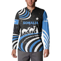 Somalia Button Sweatshirt with From Nomads to Nation Camel Galaxy Flag Spirit