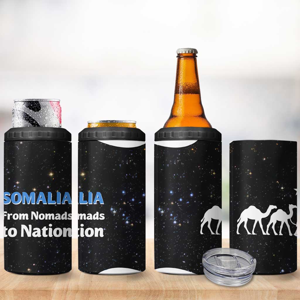 Somalia 4 in 1 Can Cooler Tumbler with From Nomads to Nation Camel Galaxy Flag Spirit