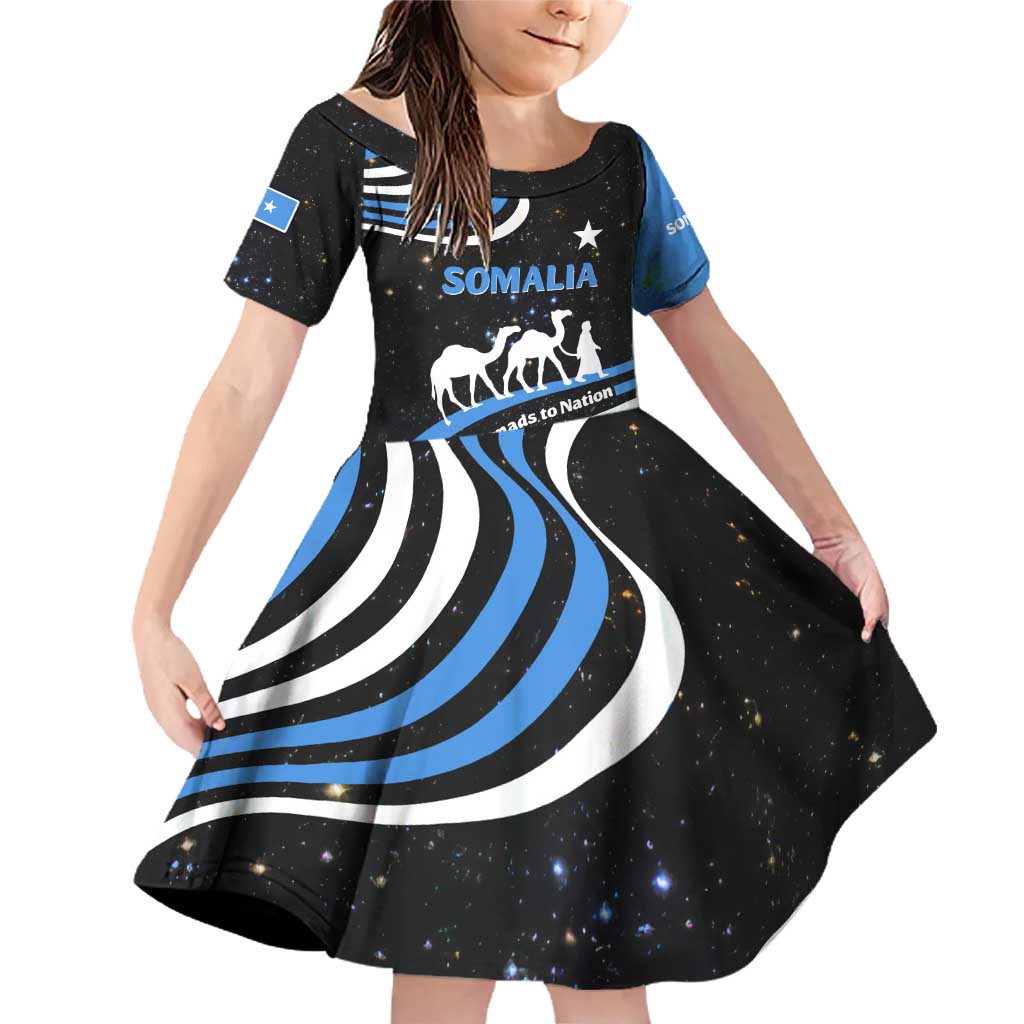 Somalia Family Matching Off Shoulder Short Dress and Hawaiian Shirt with From Nomads to Nation Camel Galaxy Flag Spirit