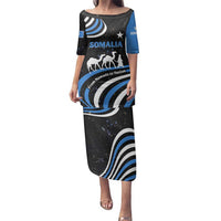 Somalia Family Matching Puletasi and Hawaiian Shirt with From Nomads to Nation Camel Galaxy Flag Spirit