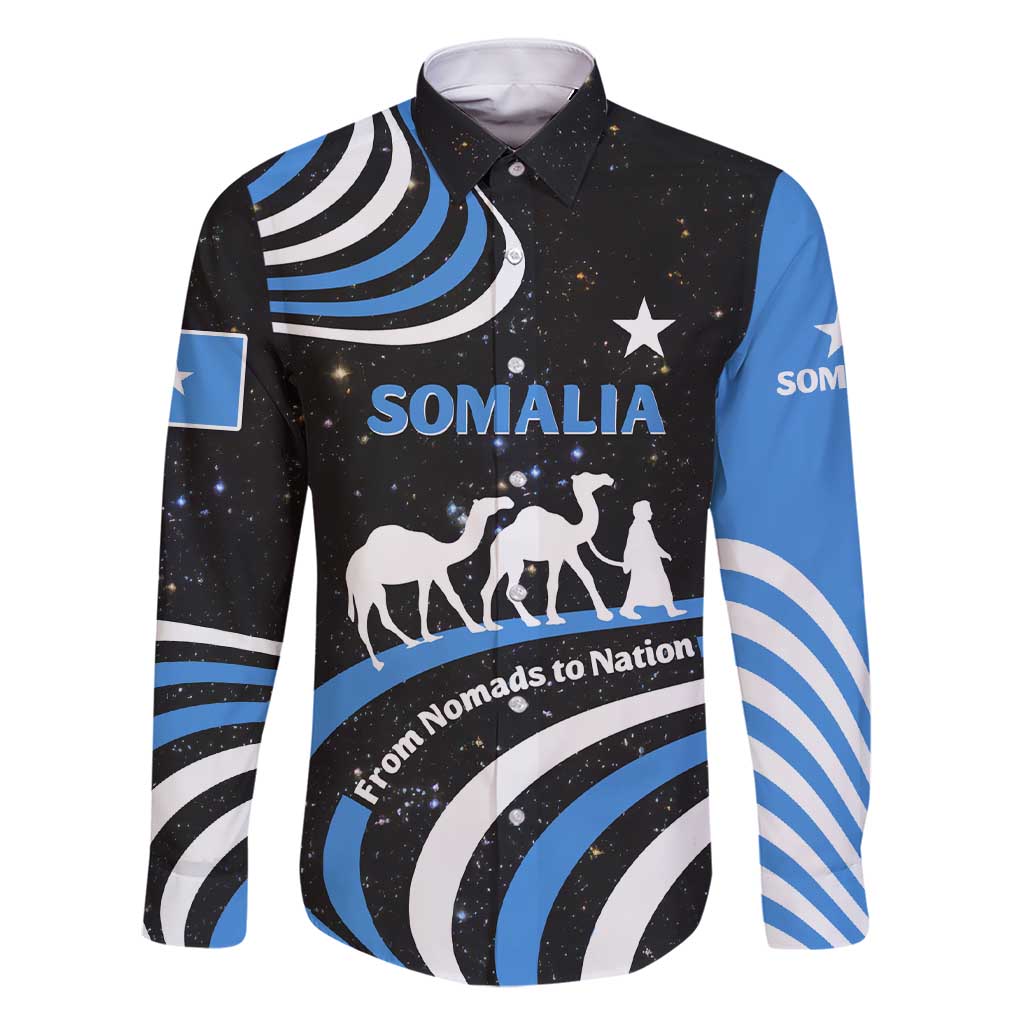 Somalia Family Matching Short Sleeve Bodycon Dress and Hawaiian Shirt with From Nomads to Nation Camel Galaxy Flag Spirit