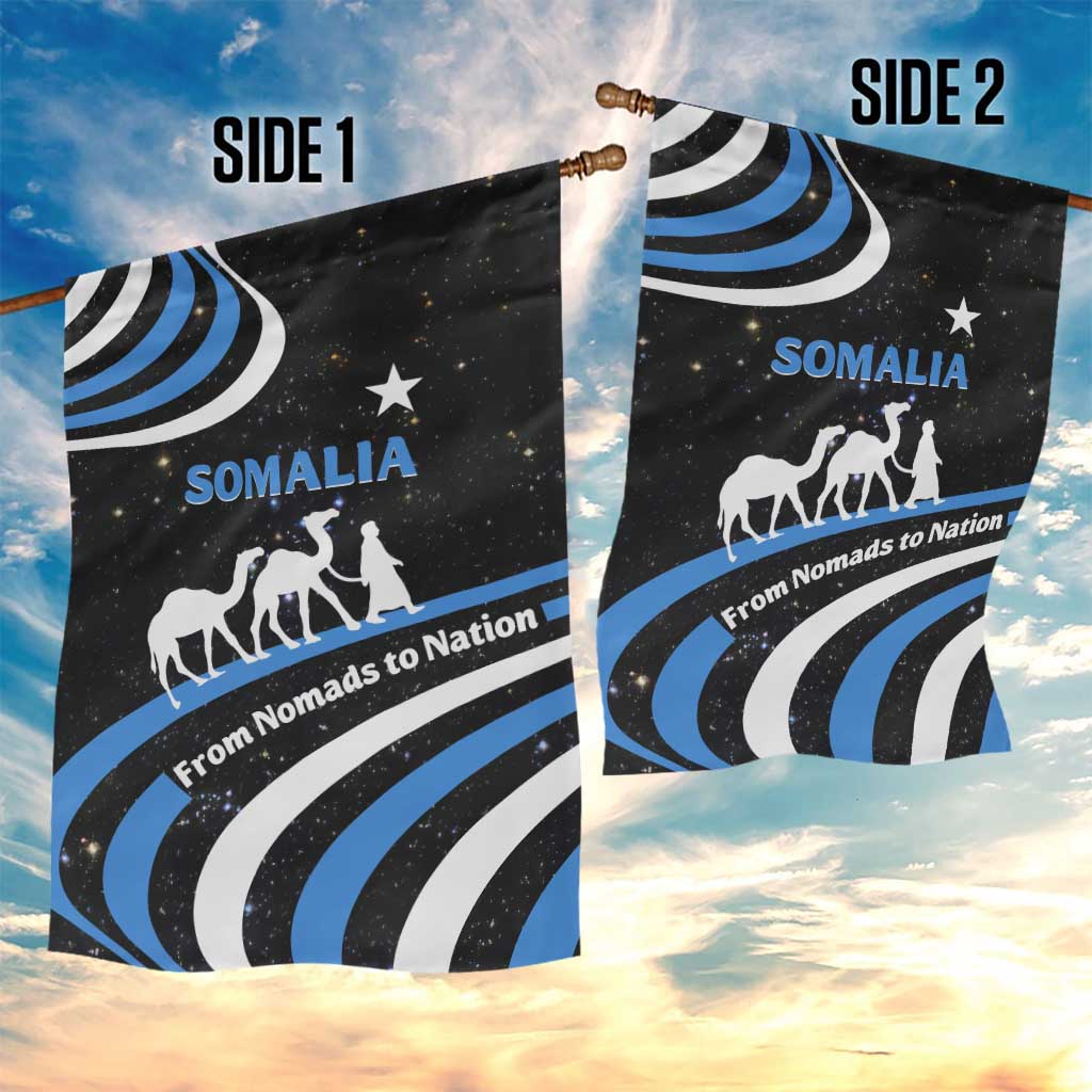 Somalia Garden Flag with From Nomads to Nation Camel Galaxy Flag Spirit
