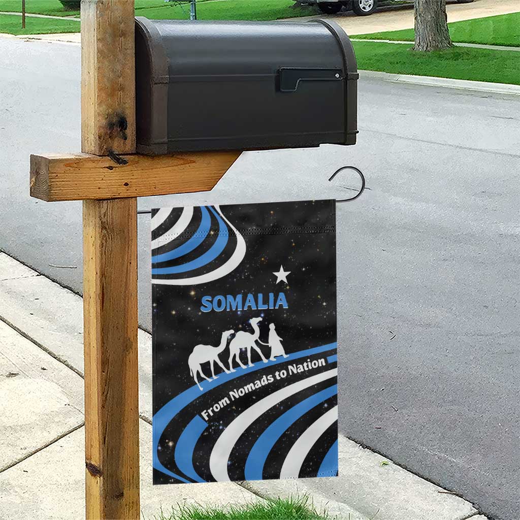 Somalia Garden Flag with From Nomads to Nation Camel Galaxy Flag Spirit