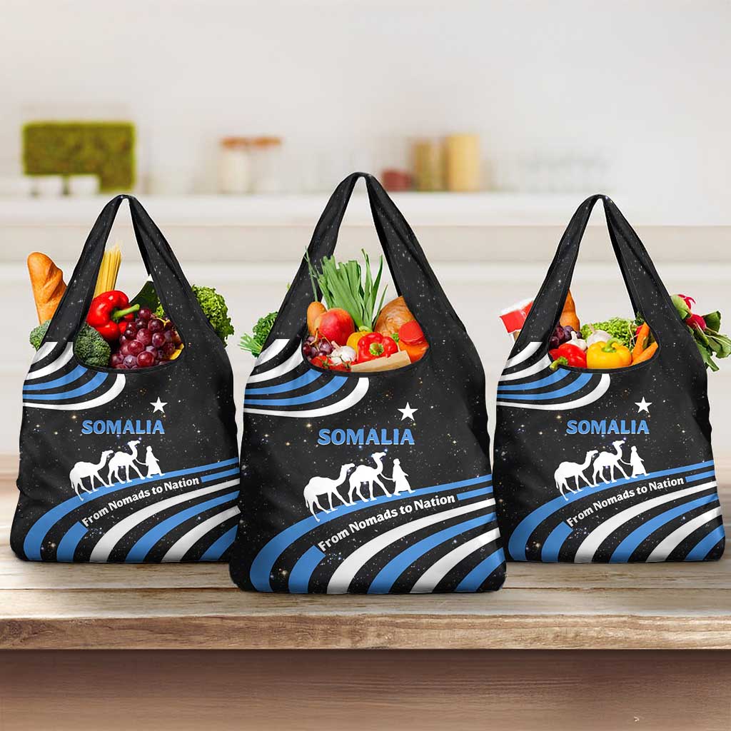 Somalia Grocery Bag with From Nomads to Nation Camel Galaxy Flag Spirit