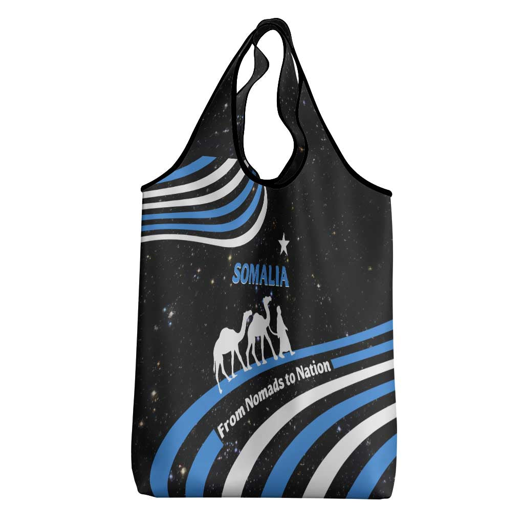 Somalia Grocery Bag with From Nomads to Nation Camel Galaxy Flag Spirit