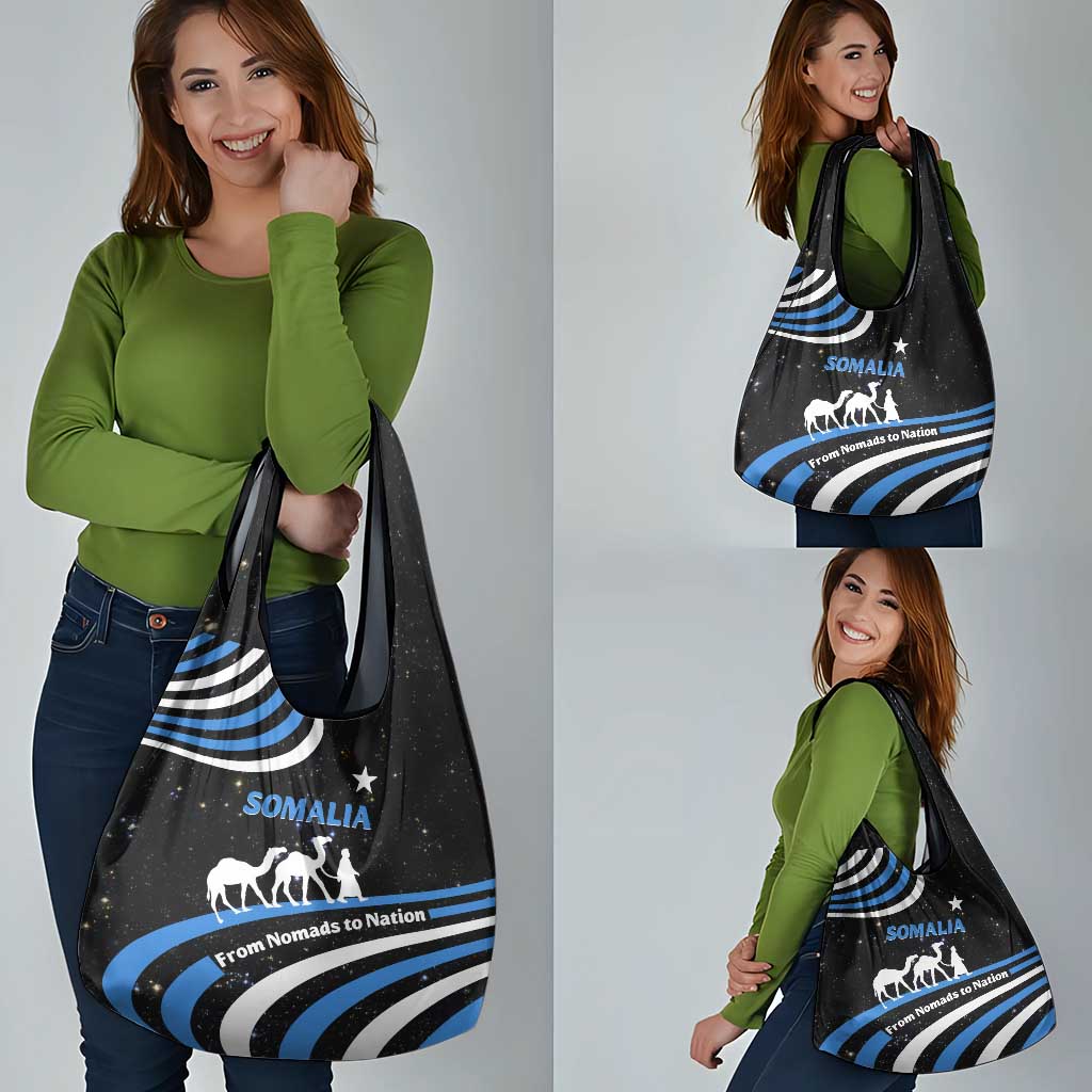 Somalia Grocery Bag with From Nomads to Nation Camel Galaxy Flag Spirit