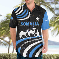 Somalia Hawaiian Shirt with From Nomads to Nation Camel Galaxy Flag Spirit