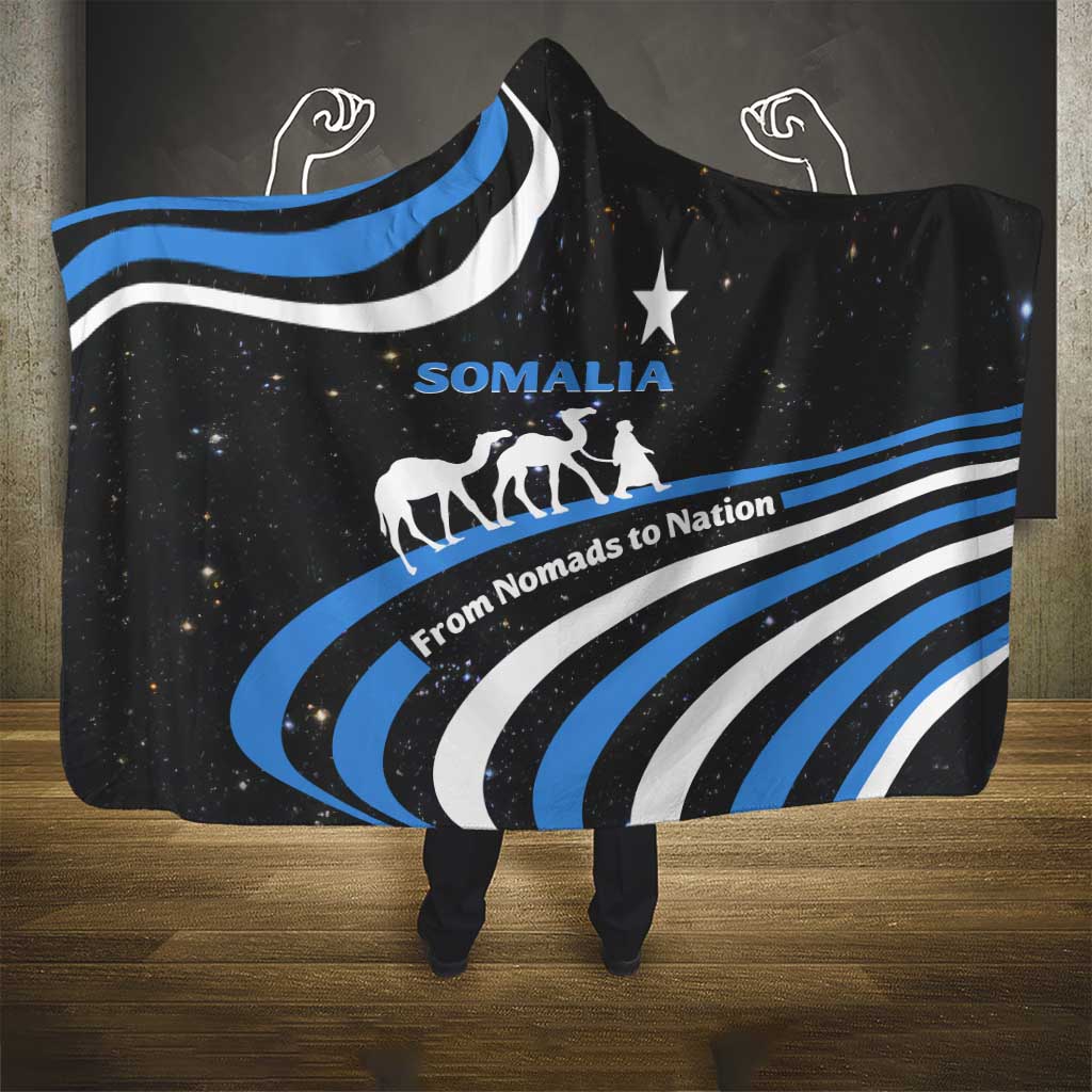 Somalia Hooded Blanket with From Nomads to Nation Camel Galaxy Flag Spirit