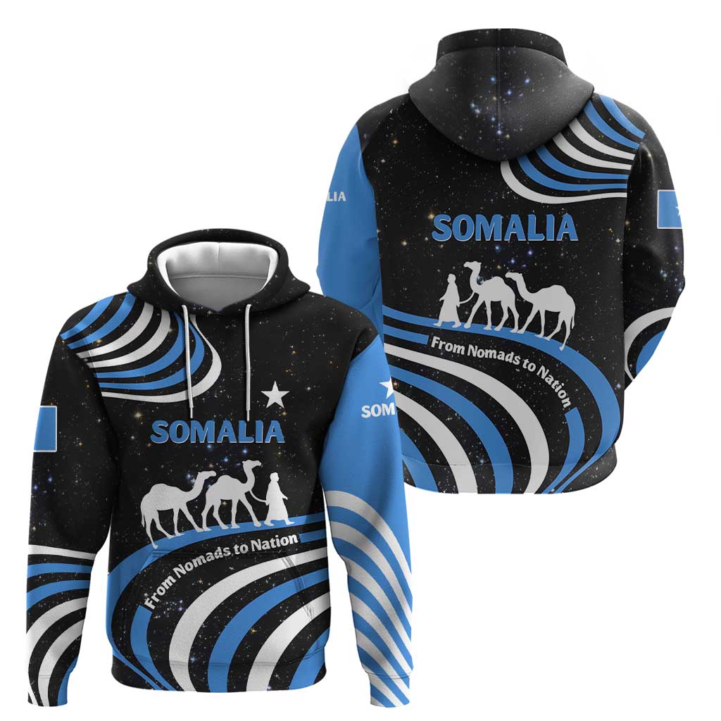 Somalia Hoodie with From Nomads to Nation Camel Galaxy Flag Spirit