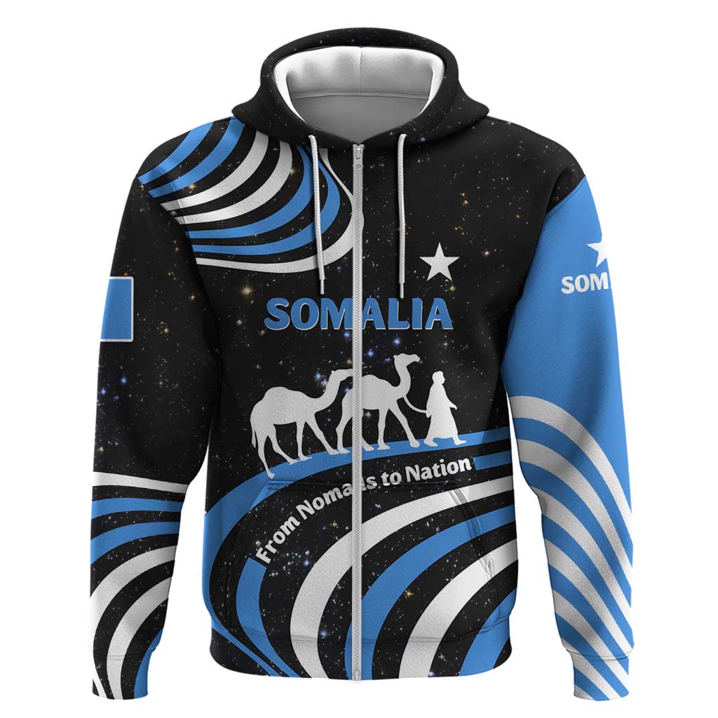 Somalia Hoodie with From Nomads to Nation Camel Galaxy Flag Spirit