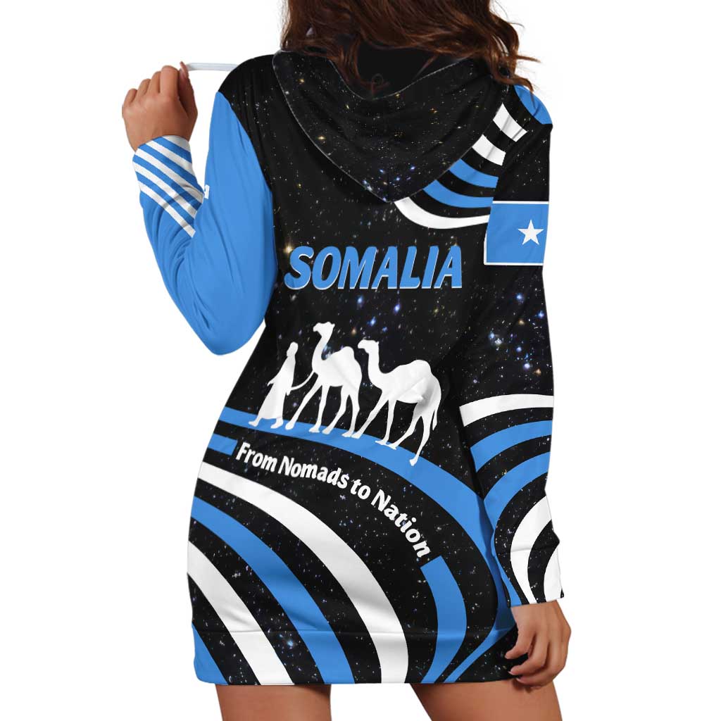 Somalia Hoodie Dress with From Nomads to Nation Camel Galaxy Flag Spirit