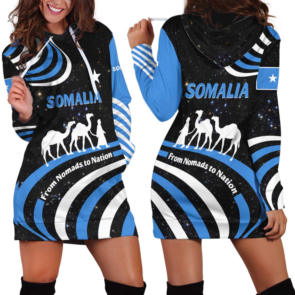 Somalia Hoodie Dress with From Nomads to Nation Camel Galaxy Flag Spirit