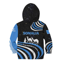 Somalia Kid Hoodie with From Nomads to Nation Camel Galaxy Flag Spirit
