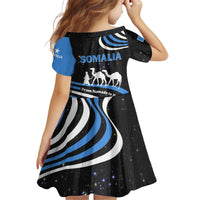 Somalia Kid Short Sleeve Dress with From Nomads to Nation Camel Galaxy Flag Spirit