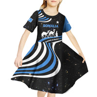 Somalia Kid Short Sleeve Dress with From Nomads to Nation Camel Galaxy Flag Spirit