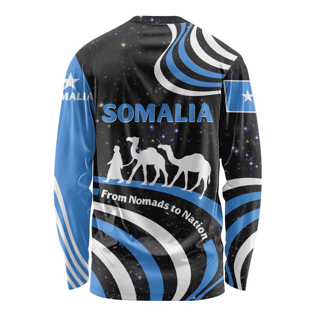 Somalia Long Sleeve Shirt with From Nomads to Nation Camel Galaxy Flag Spirit