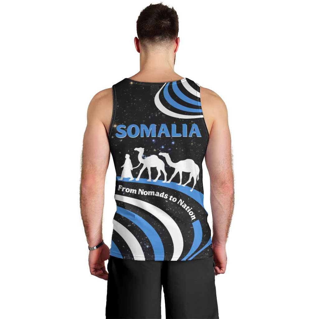 Somalia Men Tank Top with From Nomads to Nation Camel Galaxy Flag Spirit