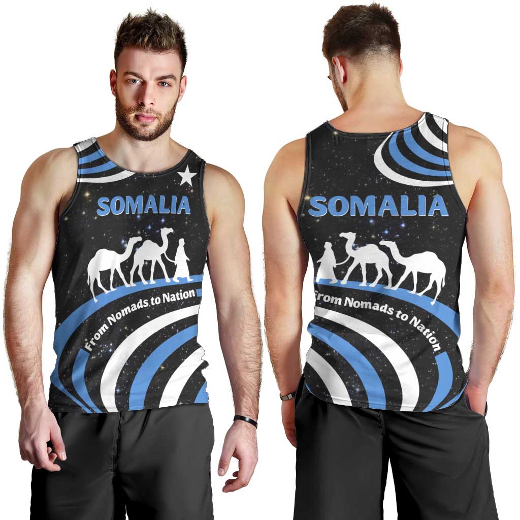 Somalia Men Tank Top with From Nomads to Nation Camel Galaxy Flag Spirit