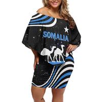 Somalia Off Shoulder Short Dress with From Nomads to Nation Camel Galaxy Flag Spirit