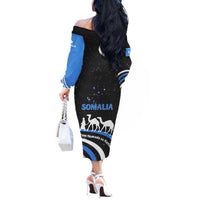 Somalia Off The Shoulder Long Sleeve Dress with From Nomads to Nation Camel Galaxy Flag Spirit