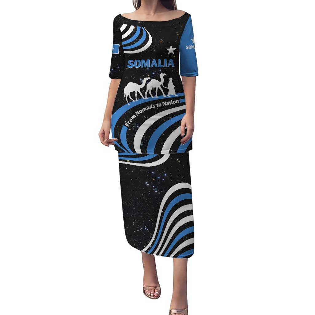 Somalia Puletasi with From Nomads to Nation Camel Galaxy Flag Spirit