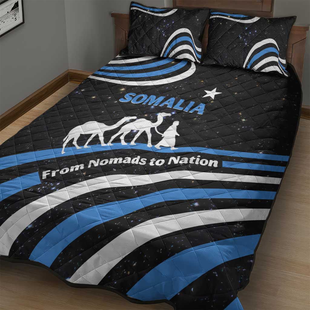 Somalia Quilt Bed Set with From Nomads to Nation Camel Galaxy Flag Spirit