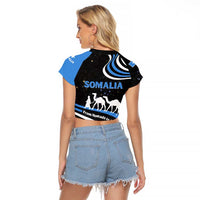 Somalia Raglan Cropped T Shirt with From Nomads to Nation Camel Galaxy Flag Spirit