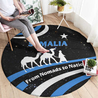 Somalia Round Carpet with From Nomads to Nation Camel Galaxy Flag Spirit
