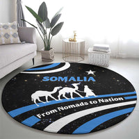 Somalia Round Carpet with From Nomads to Nation Camel Galaxy Flag Spirit