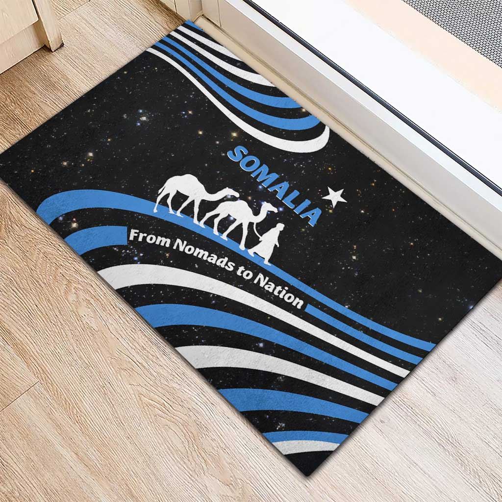 Somalia Rubber Doormat with From Nomads to Nation Camel Galaxy Flag Spirit