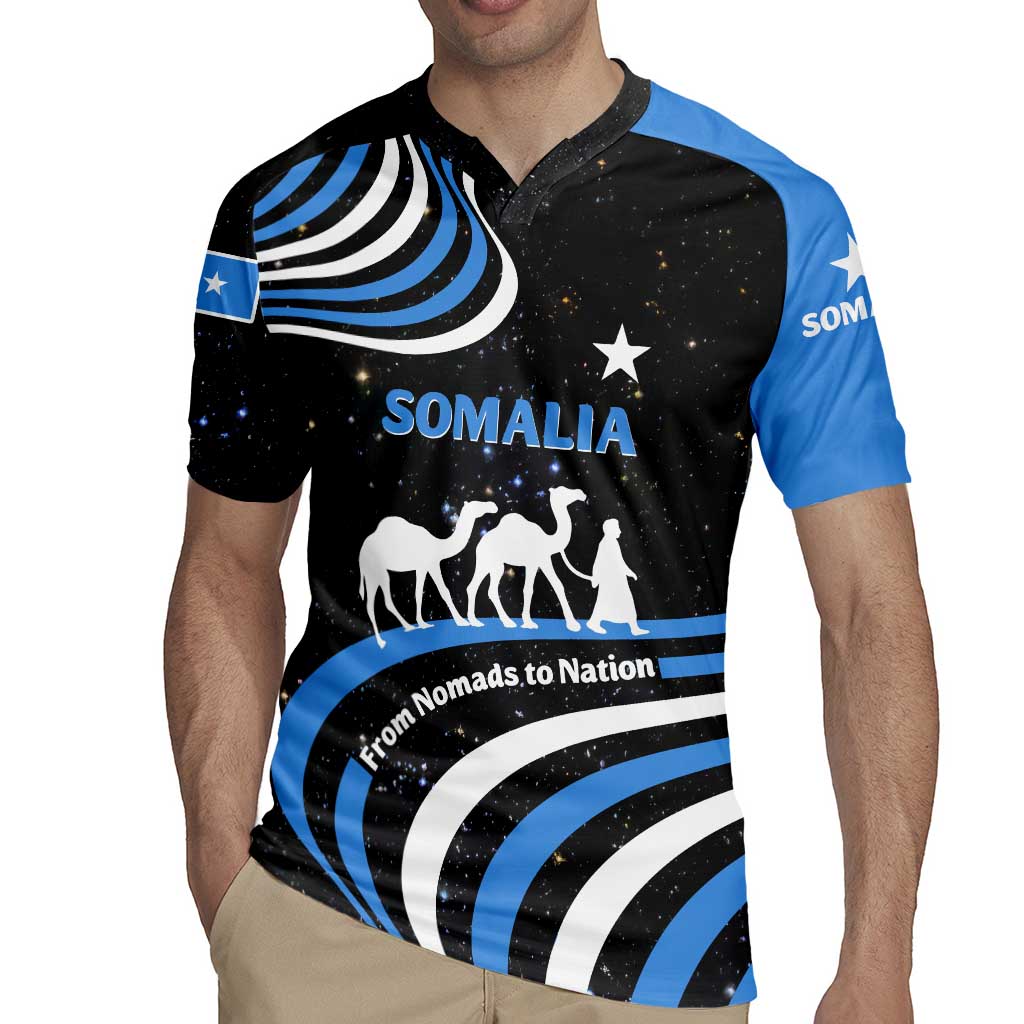 Somalia Rugby Jersey with From Nomads to Nation Camel Galaxy Flag Spirit