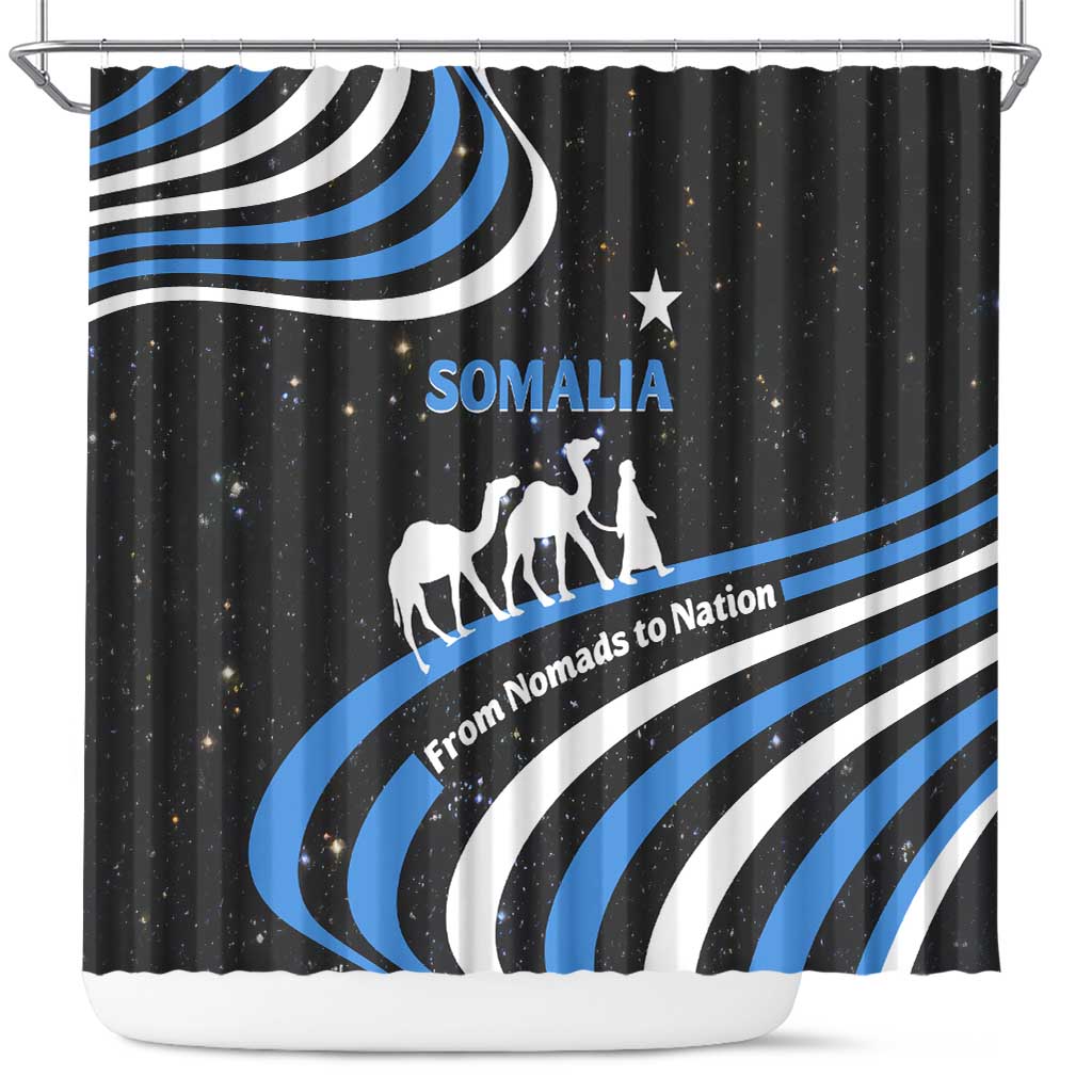 Somalia Shower Curtain with From Nomads to Nation Camel Galaxy Flag Spirit