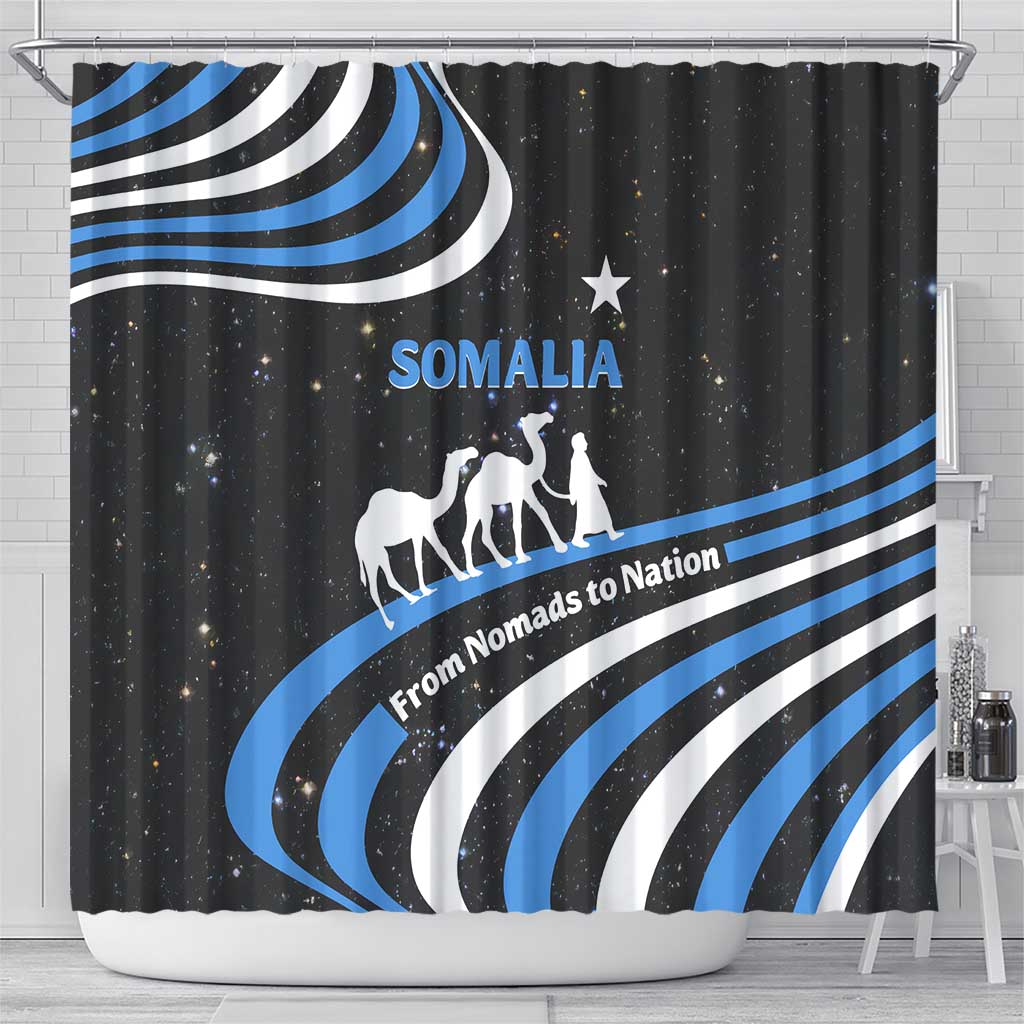 Somalia Shower Curtain with From Nomads to Nation Camel Galaxy Flag Spirit