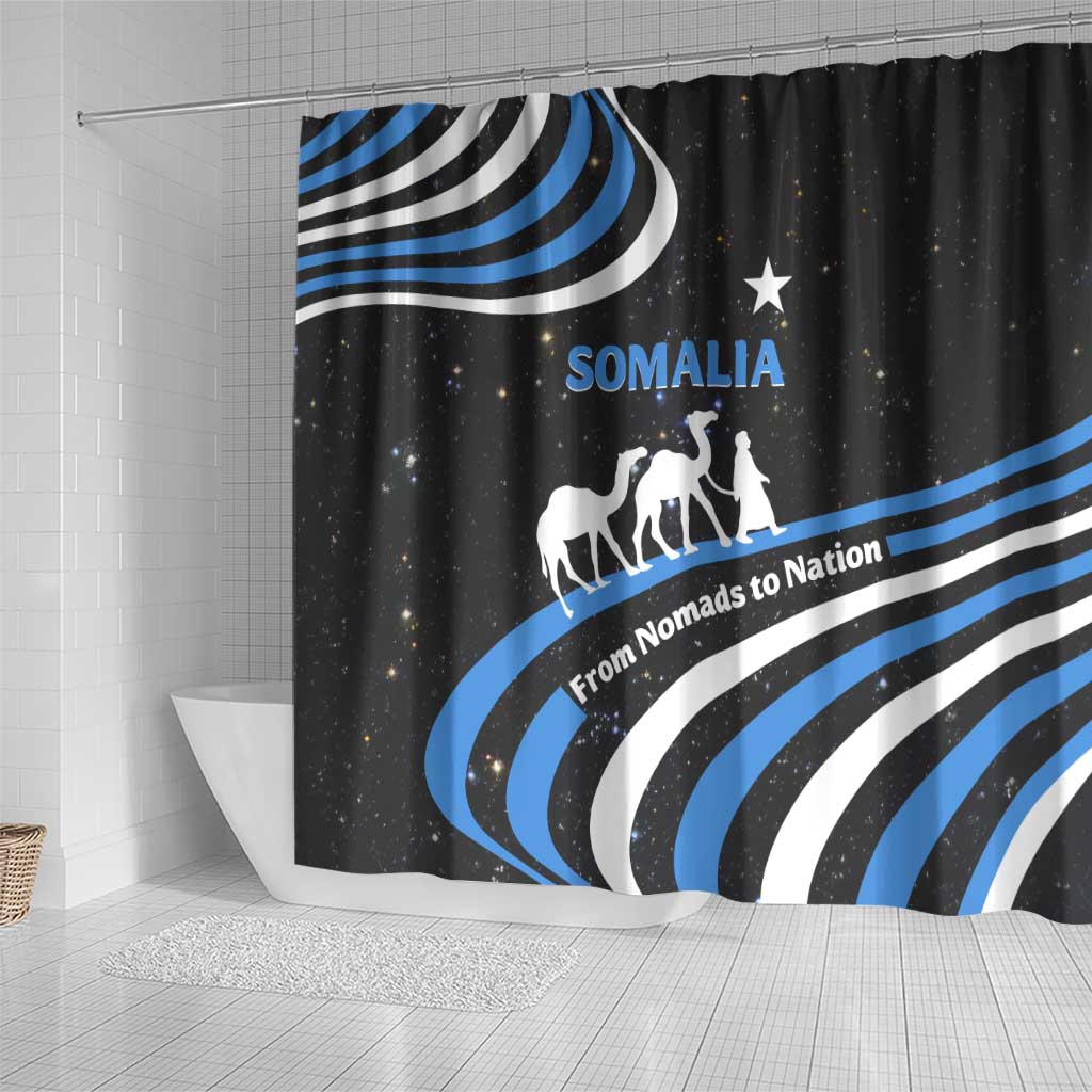 Somalia Shower Curtain with From Nomads to Nation Camel Galaxy Flag Spirit