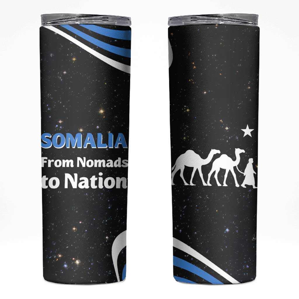 Somalia Skinny Tumbler with From Nomads to Nation Camel Galaxy Flag Spirit